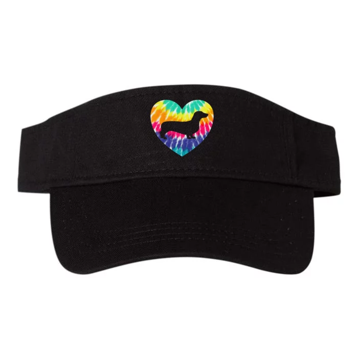 Dachshund Heart With Tie dye Print For Weenie Dog Mom Dad Valucap Bio-Washed Visor