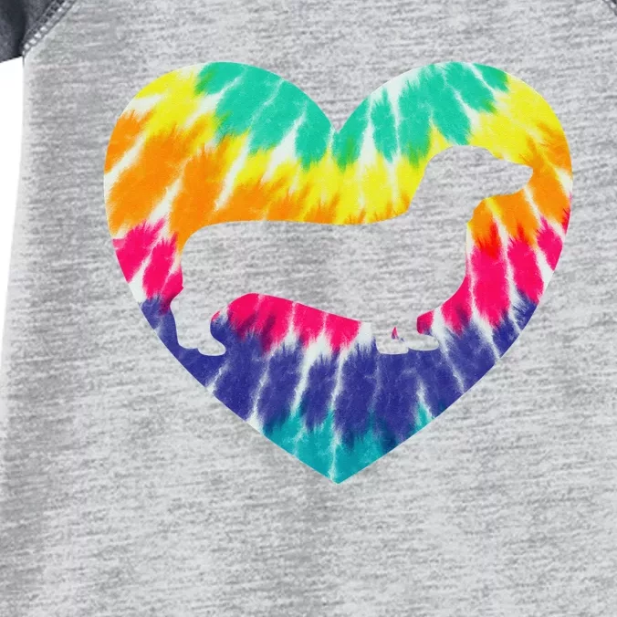 Dachshund Heart With Tie dye Print For Weenie Dog Mom Dad Infant Baby Jersey Bodysuit