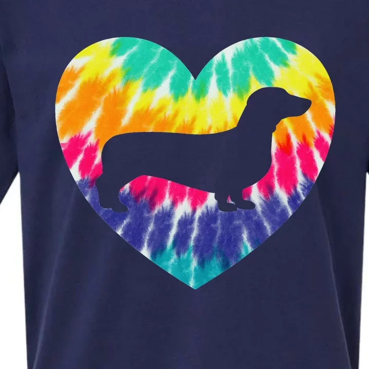 Dachshund Heart With Tie dye Print For Weenie Dog Mom Dad Sueded Cloud Jersey T-Shirt