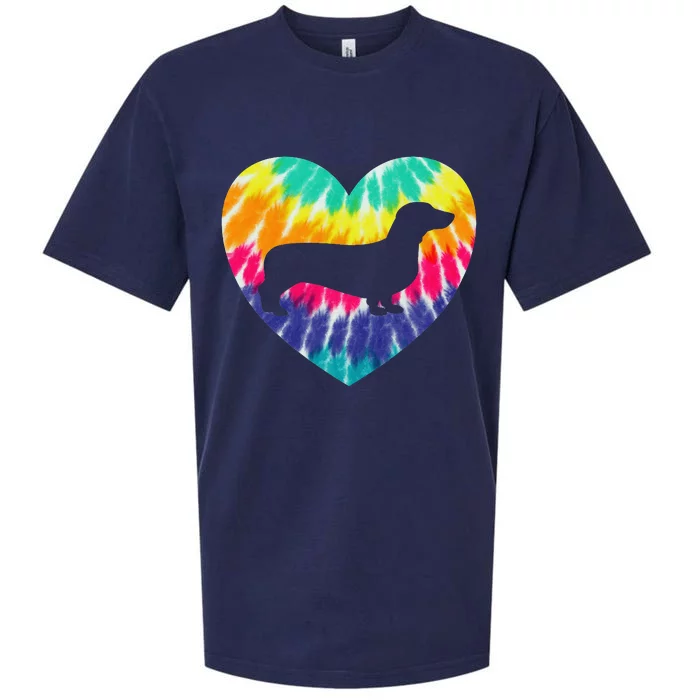 Dachshund Heart With Tie dye Print For Weenie Dog Mom Dad Sueded Cloud Jersey T-Shirt