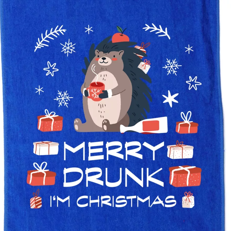 Drunk Hedgehog With Mulled Wine Merry Drunk IM Christmas Gift Platinum Collection Golf Towel