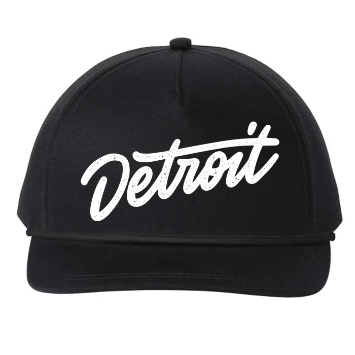 Detroit Hand Written Script Logo Snapback Five-Panel Rope Hat