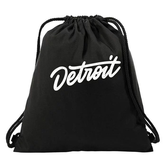 Detroit Hand Written Script Logo Drawstring Bag