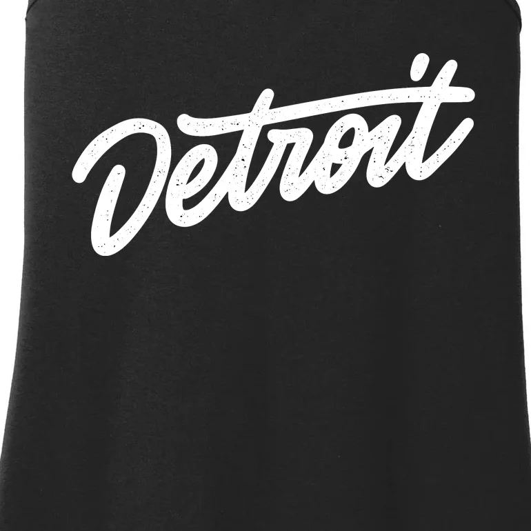 Detroit Hand Written Script Logo Ladies Essential Tank