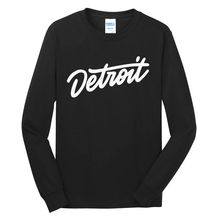 Detroit Hand Written Script Logo Tall Long Sleeve T-Shirt