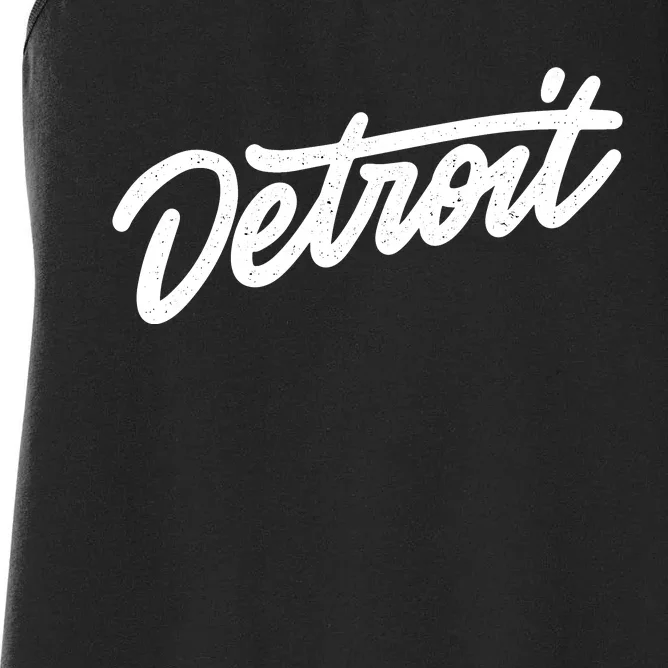 Detroit Hand Written Script Logo Women's Racerback Tank