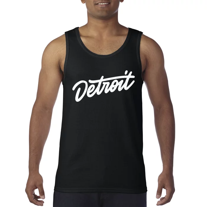 Detroit Hand Written Script Logo Tank Top