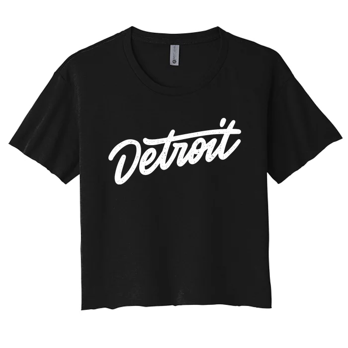 Detroit Hand Written Script Logo Women's Crop Top Tee