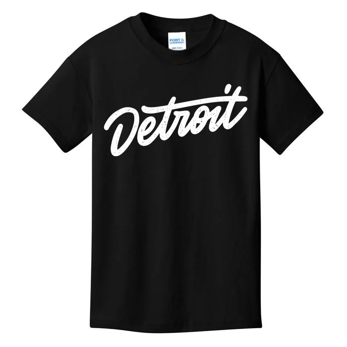 Detroit Hand Written Script Logo Kids T-Shirt