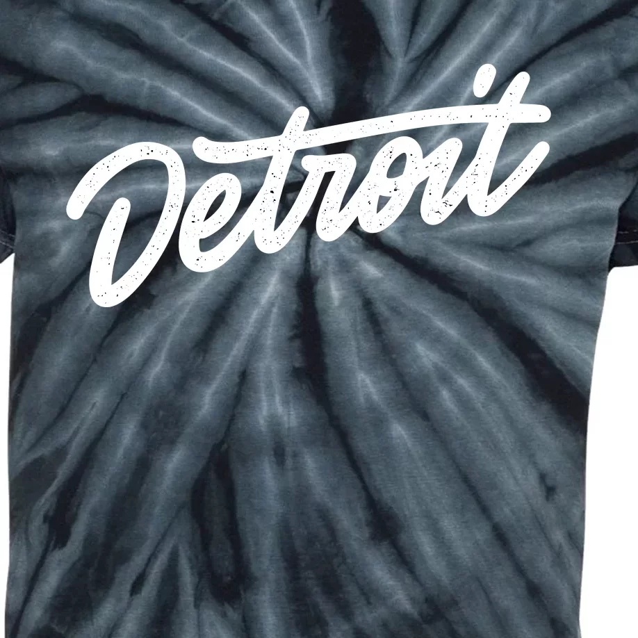 Detroit Hand Written Script Logo Kids Tie-Dye T-Shirt