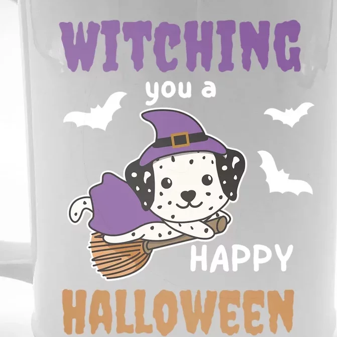 Dalmatian Halloween Witch Costume Dogs Witches Pun Gift Front & Back Beer Stein