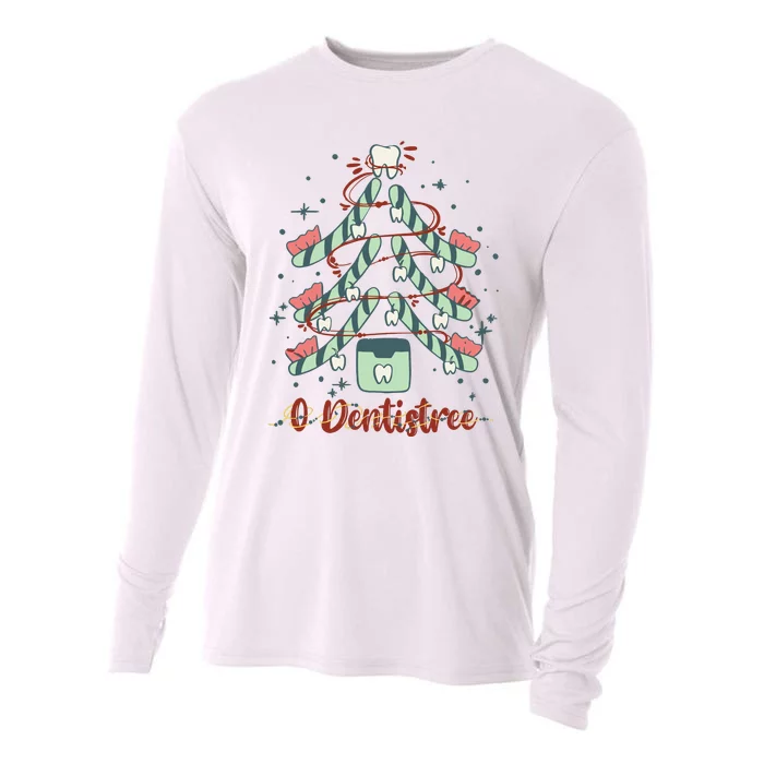 Dental Hygienist Xmas Tree Funny Christmas Dental Assistant Cooling Performance Long Sleeve Crew