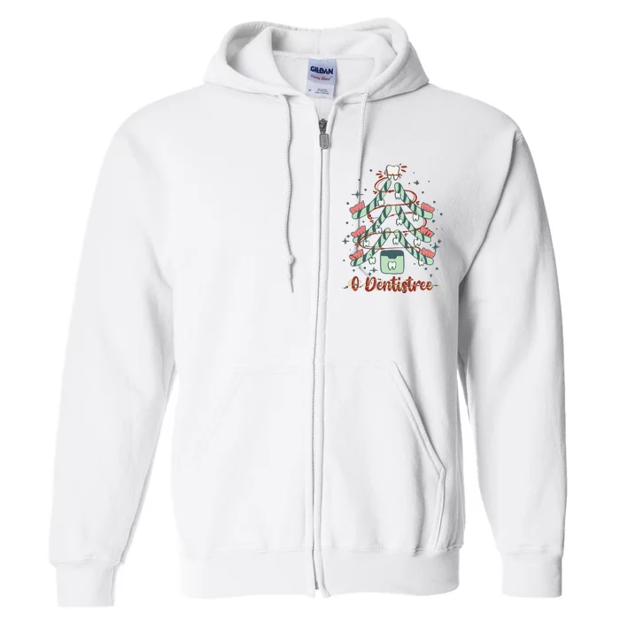 Dental Hygienist Xmas Tree Funny Christmas Dental Assistant Full Zip Hoodie