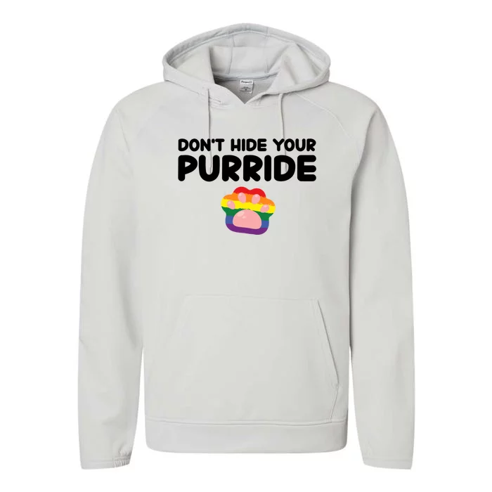 DonT Hide Your Pride Funny Gift Pride Ally Cat Purride Gift Performance Fleece Hoodie