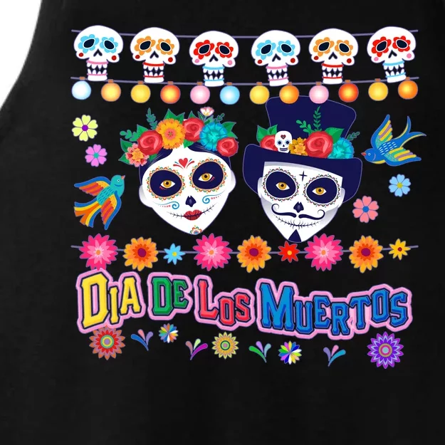 Dia De Los Muertos  Day of the Dead Ladies Tri-Blend Wicking Tank