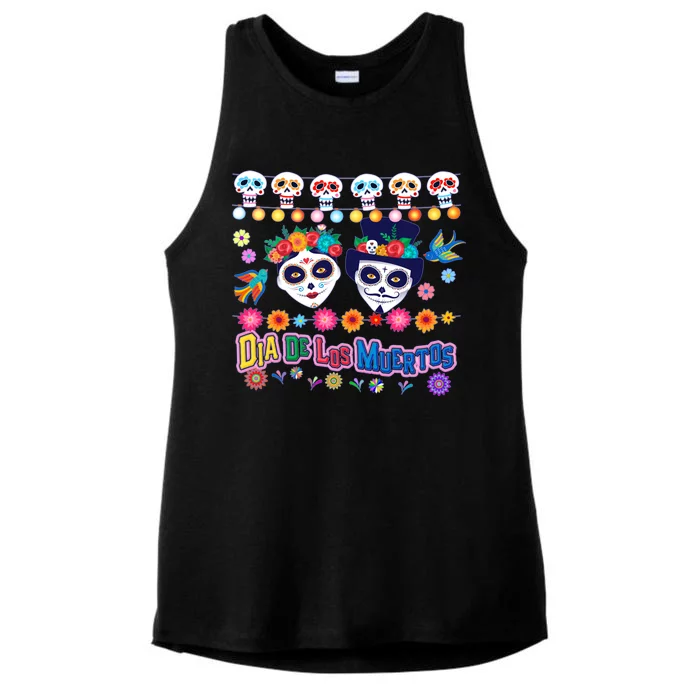 Dia De Los Muertos  Day of the Dead Ladies Tri-Blend Wicking Tank