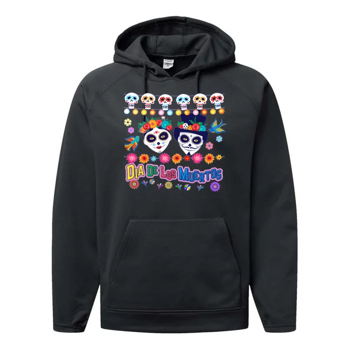 Dia De Los Muertos  Day of the Dead Performance Fleece Hoodie