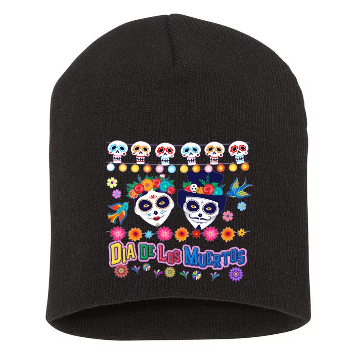 Dia De Los Muertos  Day of the Dead Short Acrylic Beanie