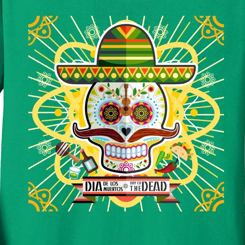 Dia De Los Muertos Day of the Dead Sugar Skull Kids Long Sleeve Shirt