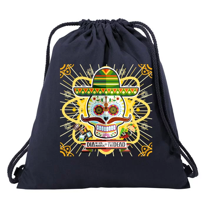 Dia De Los Muertos Day of the Dead Sugar Skull Drawstring Bag