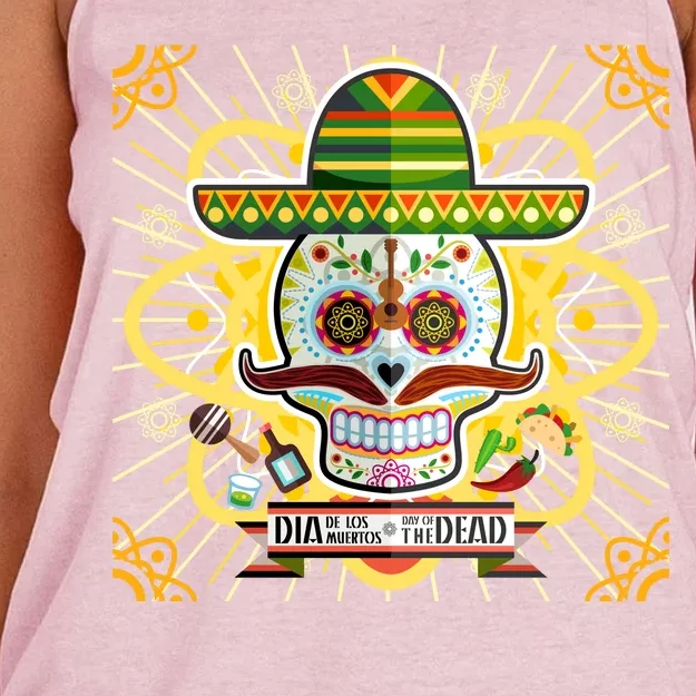 Dia De Los Muertos Day of the Dead Sugar Skull Women's Knotted Racerback Tank