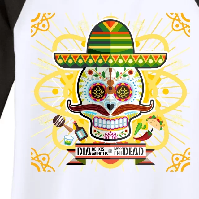 Dia De Los Muertos Day of the Dead Sugar Skull Women's Tri-Blend 3/4-Sleeve Raglan Shirt