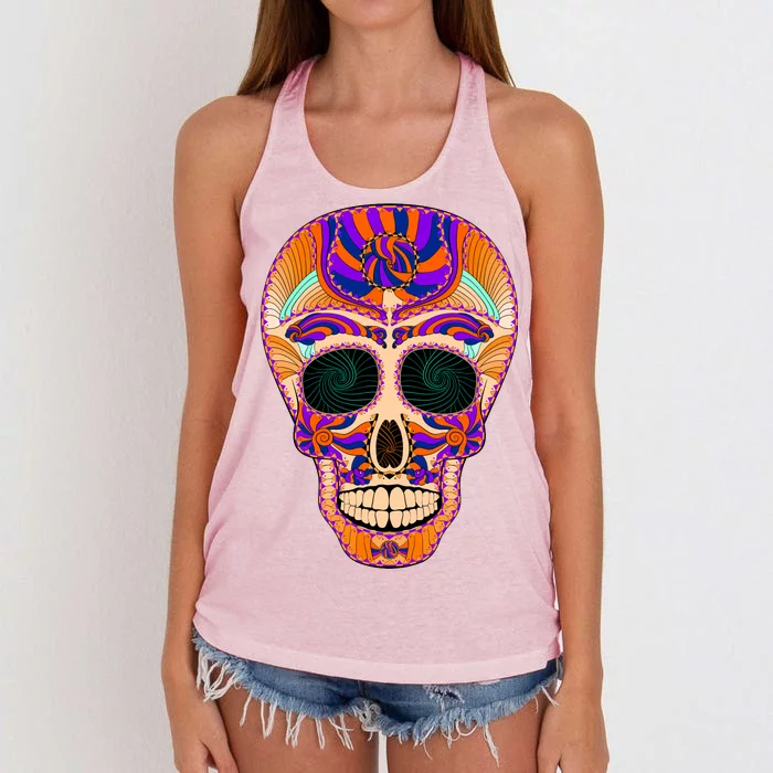 Dia de Muertos Mexican Skull Women's Knotted Racerback Tank