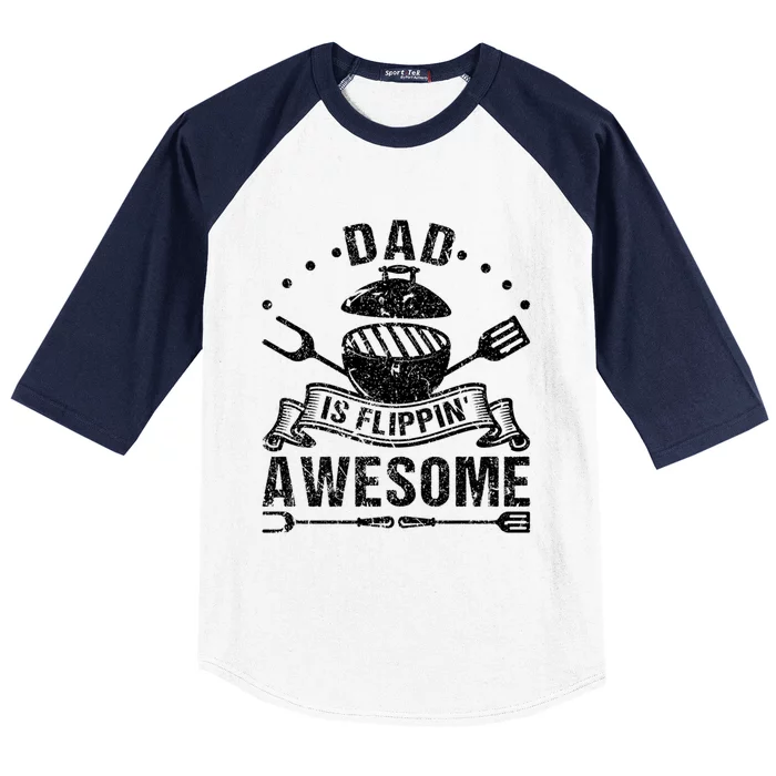 Dad Is Awesome Bbq Grilling Fathers Day Great Gift Baseball Sleeve Shirt