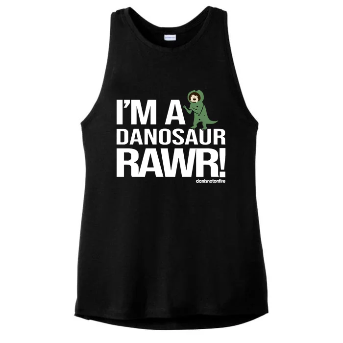 Danisnotonfire IM A Dinosaur Rawr Ladies Tri-Blend Wicking Tank