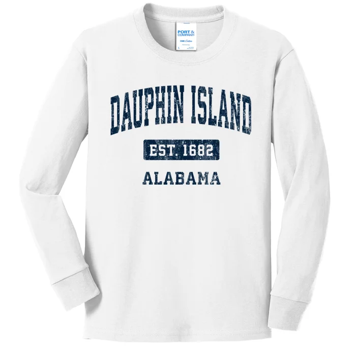 Dauphin Island Alabama Al Vintage Sports Established Kids Long Sleeve Shirt