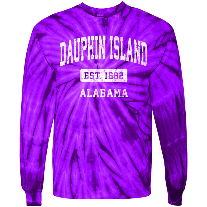 Dauphin Island Alabama Al Vintage Sports Established De Tie-Dye Long Sleeve Shirt