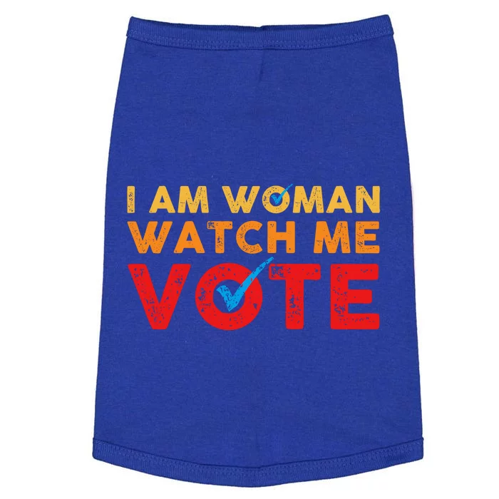 Distressed I Am Woman Watch Me Vote Doggie Tank