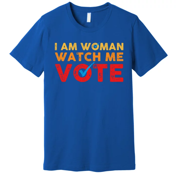 Distressed I Am Woman Watch Me Vote Premium T-Shirt