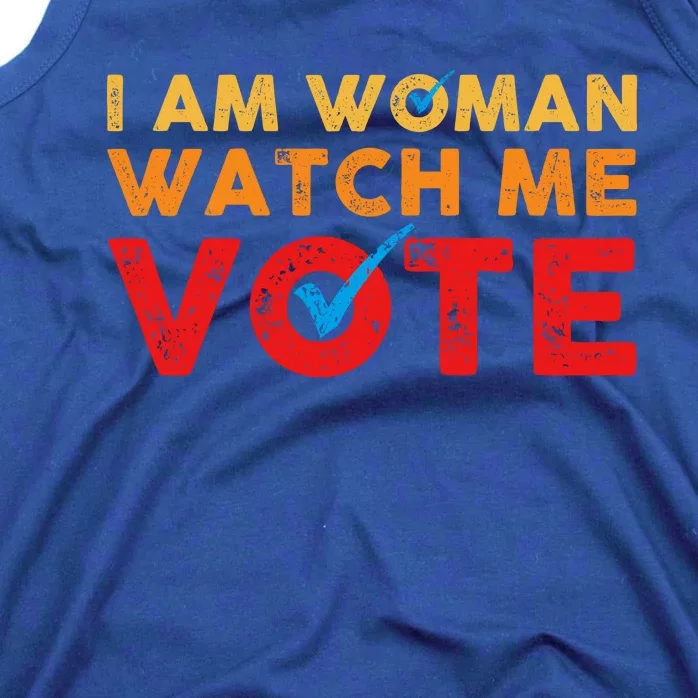 Distressed I Am Woman Watch Me Vote Tank Top