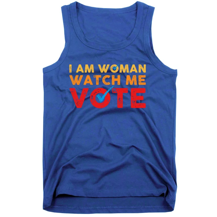 Distressed I Am Woman Watch Me Vote Tank Top