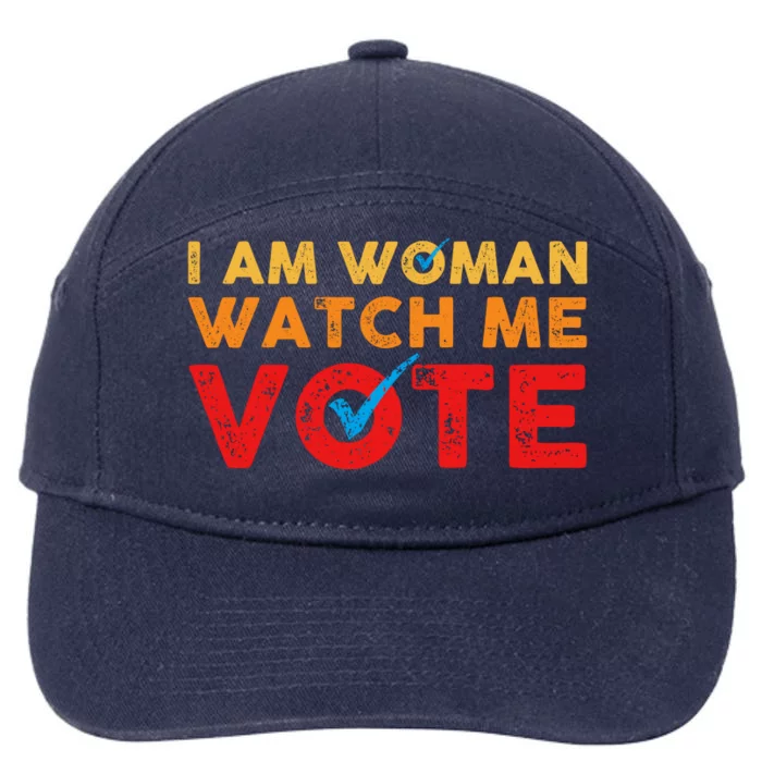 Distressed I Am Woman Watch Me Vote 7-Panel Snapback Hat