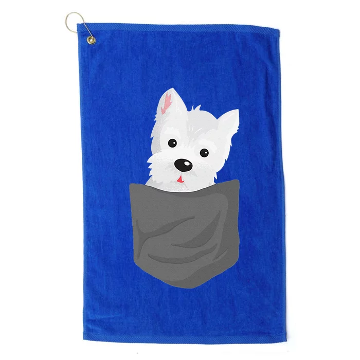 Dog In A Pocket Cute Westie Terrier Lover Puppy Platinum Collection Golf Towel