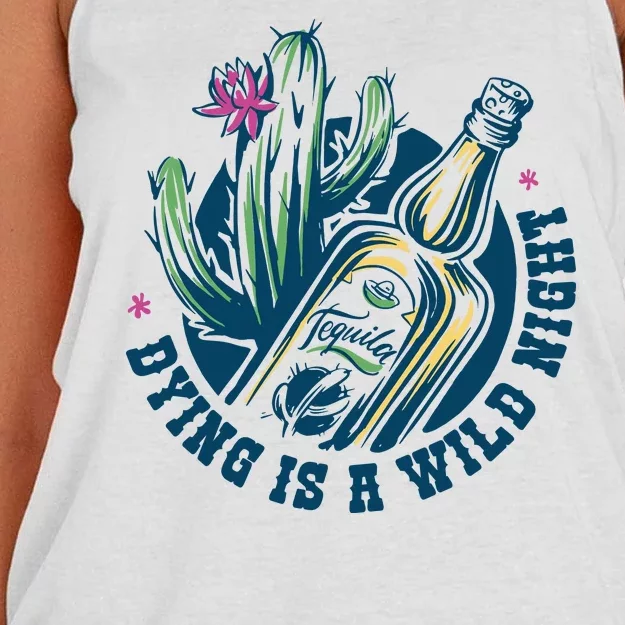 Dying Is A Wild Night Tequila Women's Knotted Racerback Tank