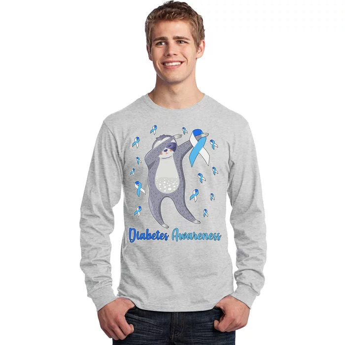 Diabetes Awareness Dabbing Sloth Tall Long Sleeve T-Shirt