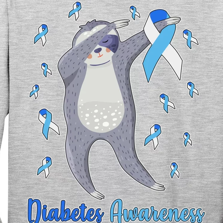 Diabetes Awareness Dabbing Sloth Tall Long Sleeve T-Shirt