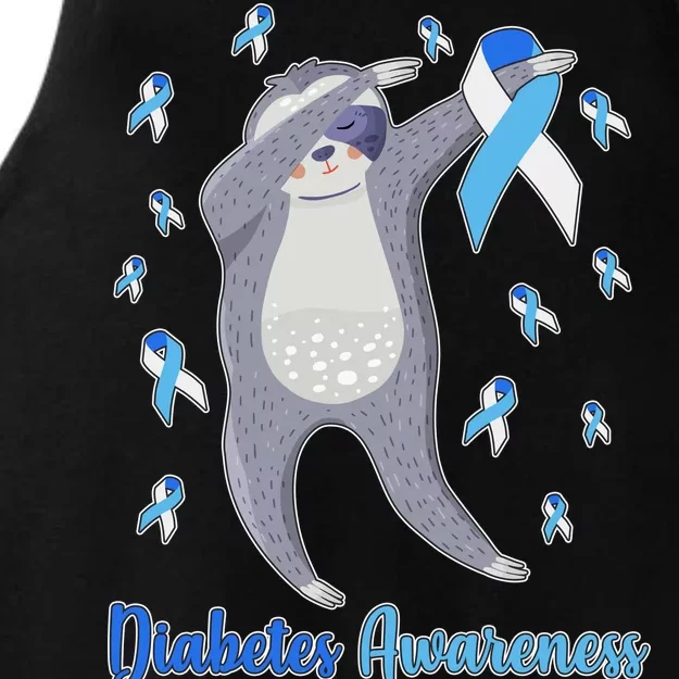 Diabetes Awareness Dabbing Sloth Ladies Tri-Blend Wicking Tank