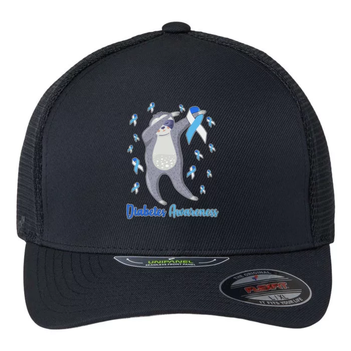 Diabetes Awareness Dabbing Sloth Flexfit Unipanel Trucker Cap