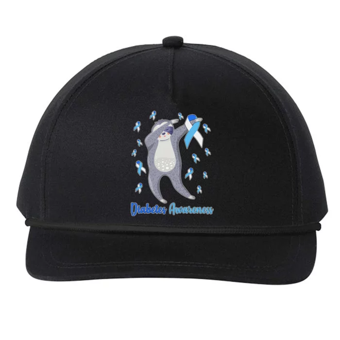 Diabetes Awareness Dabbing Sloth Snapback Five-Panel Rope Hat