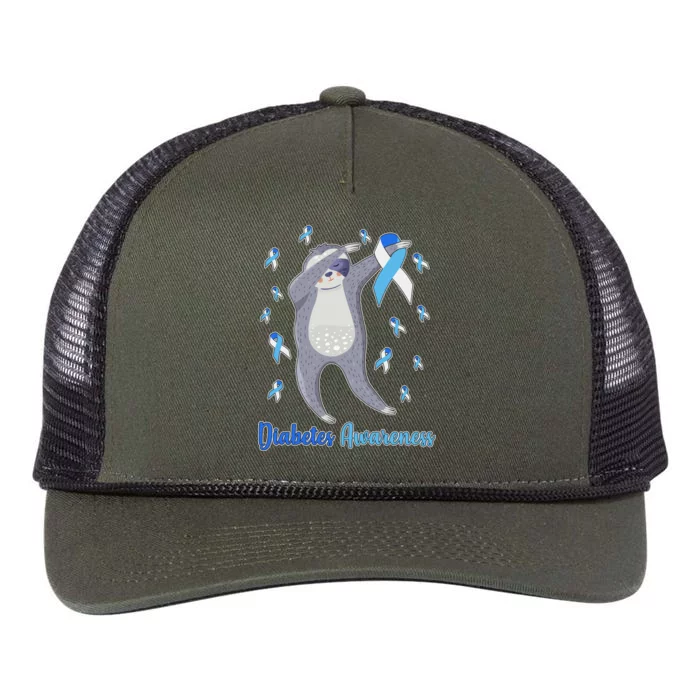 Diabetes Awareness Dabbing Sloth Retro Rope Trucker Hat Cap