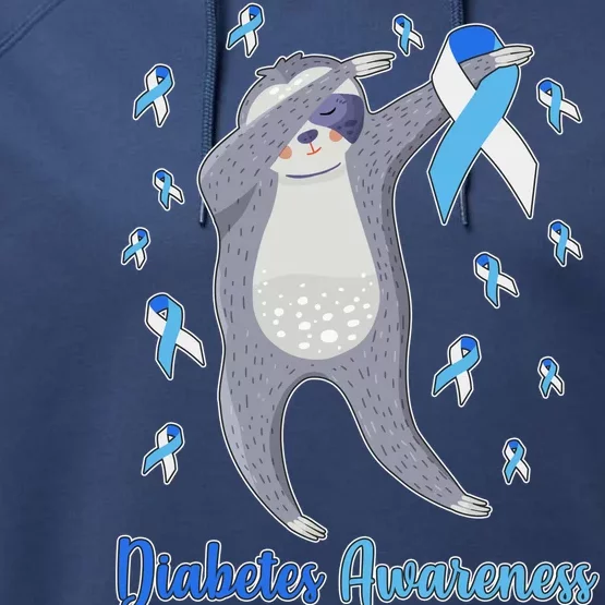 Diabetes Awareness Dabbing Sloth Performance Fleece Hoodie