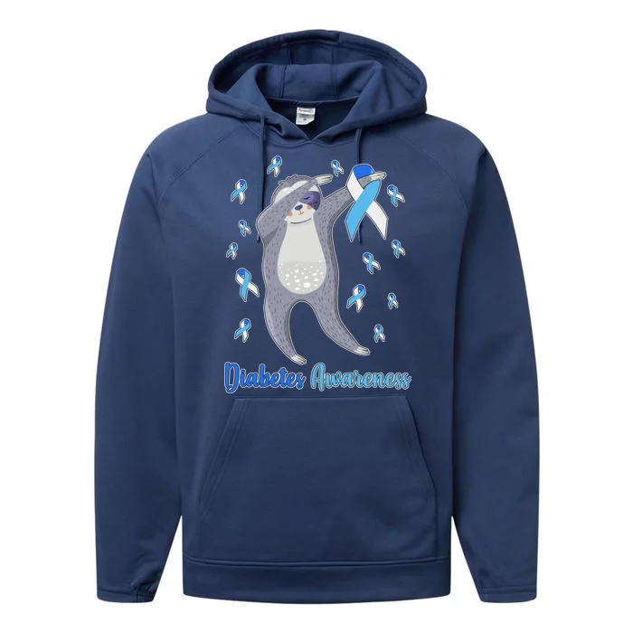 Diabetes Awareness Dabbing Sloth Performance Fleece Hoodie