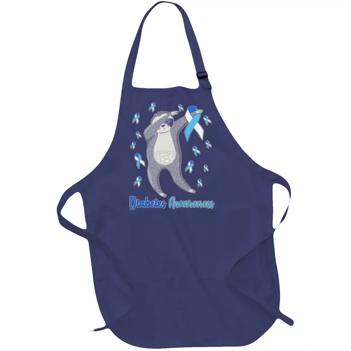 Diabetes Awareness Dabbing Sloth Full-Length Apron With Pocket