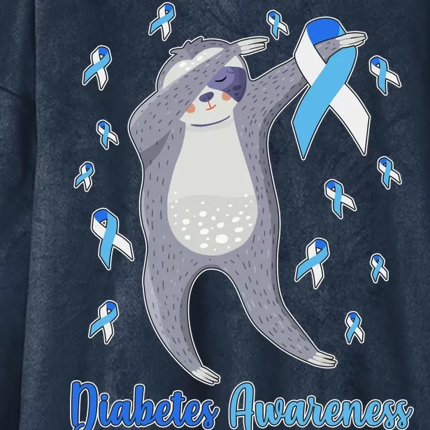 Diabetes Awareness Dabbing Sloth Hooded Wearable Blanket