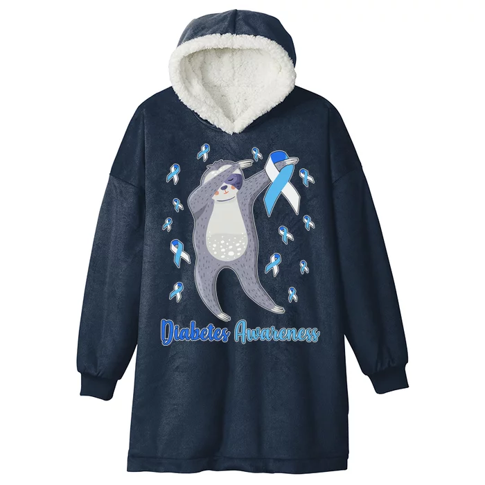 Diabetes Awareness Dabbing Sloth Hooded Wearable Blanket