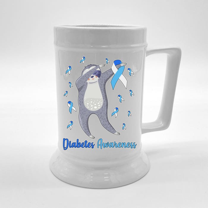 Diabetes Awareness Dabbing Sloth Front & Back Beer Stein